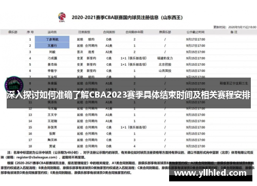 深入探讨如何准确了解CBA2023赛季具体结束时间及相关赛程安排 深入探讨如何准确了解CBA2023赛季具体结束时间及相关赛程安排